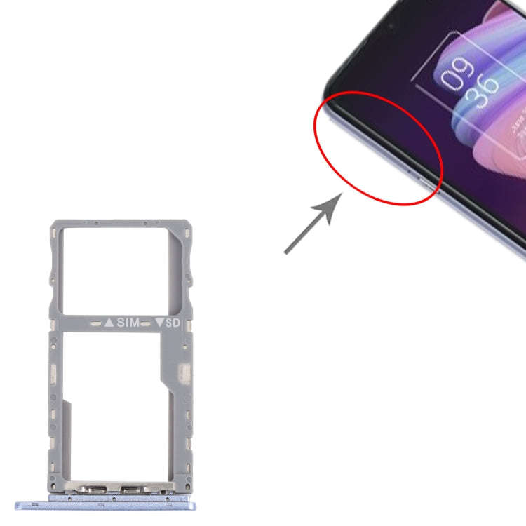 For TCL 10 SE T766H Original SIM Card Tray + SIM / Micro SD Card Tray(Purple)