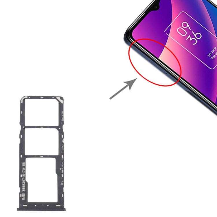 For TCL 30 SE / 30E / 305 / 306 Original SIM Card Tray + SIM Card Tray + Micro SD Card Tray(Grey)
