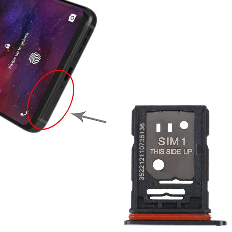For TCL 10 Pro Original SIM Card Tray + SIM / Micro SD Card Tray(Black)