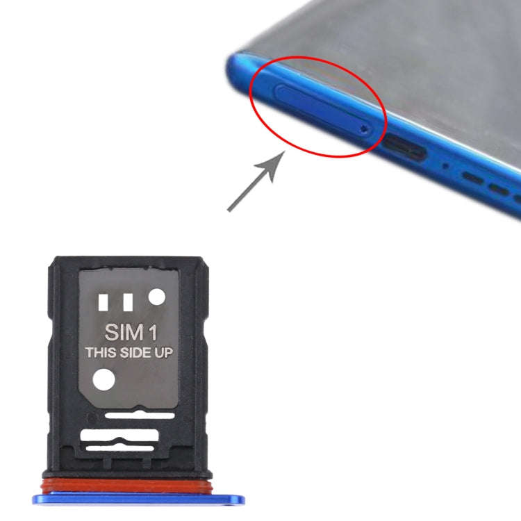 For TCL 10 Plus Original SIM Card Tray + SIM / Micro SD Card Tray(Blue)