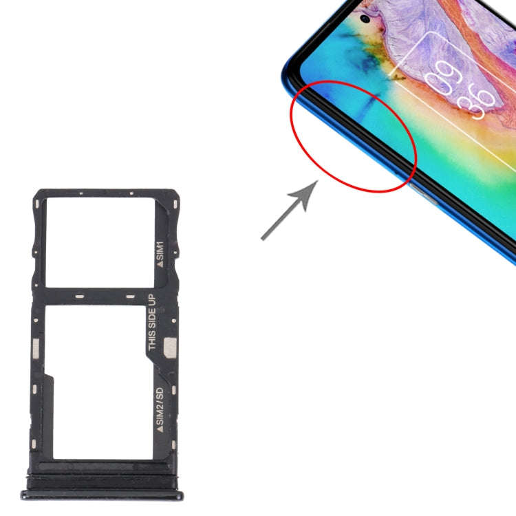For TCL 20 5G Original SIM Card Tray + SIM / Micro SD Card Tray(Black)