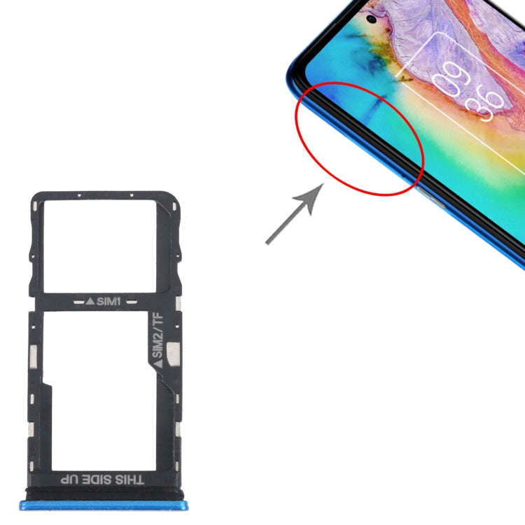 For TCL 20 5G Original SIM Card Tray + SIM / Micro SD Card Tray(Blue)