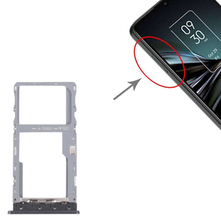 For TCL 20 XE Original SIM Card Tray + Micro SD Card Tray(Black)