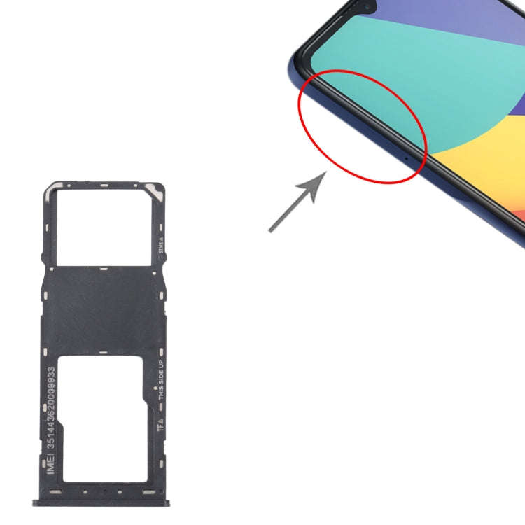 For Alcatel 1V 2021 Original SIM Card Tray + Micro SD Card Tray(Black)