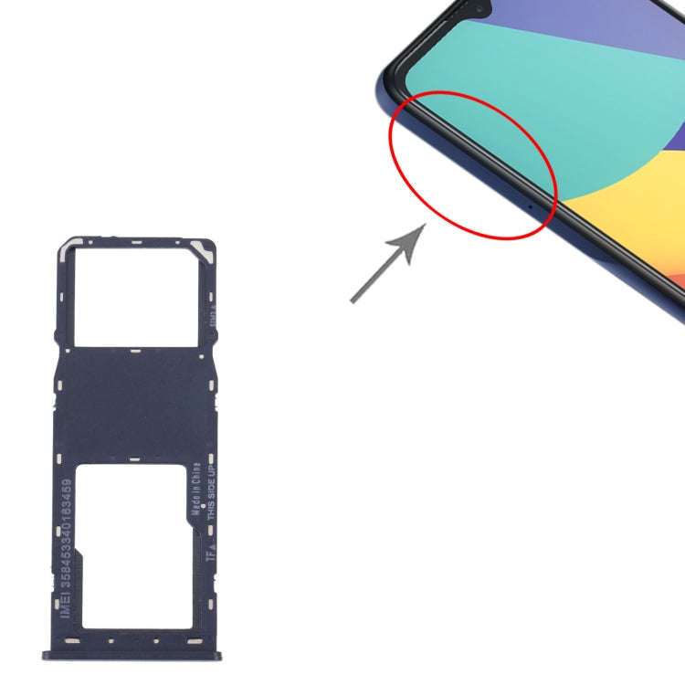 For Alcatel 1V 2021 Original SIM Card Tray + Micro SD Card Tray(Blue)