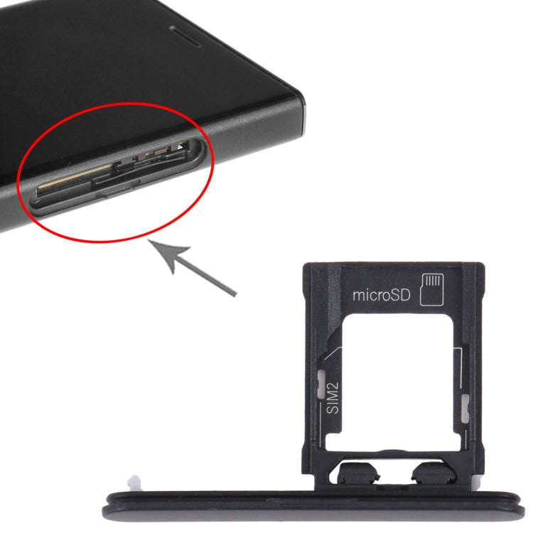 For Sony Xperia XZ1 Compact Original SIM Card Tray + Micro SD Card Tray (Black)
