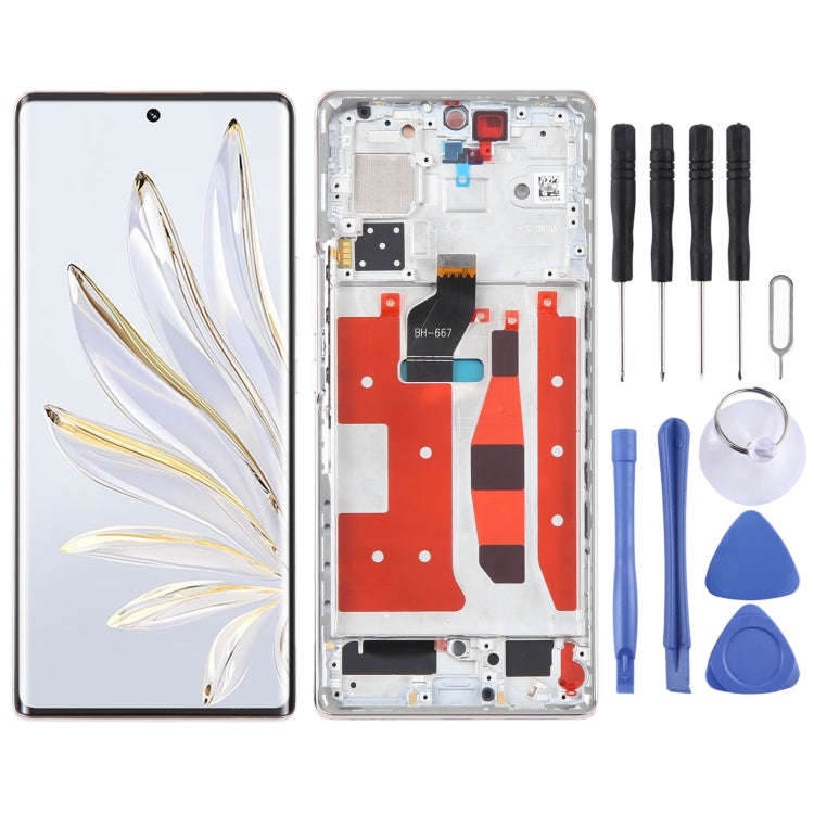 Original LCD Screen For Honor 70 Digitizer Full Assembly with Frame(Gold)