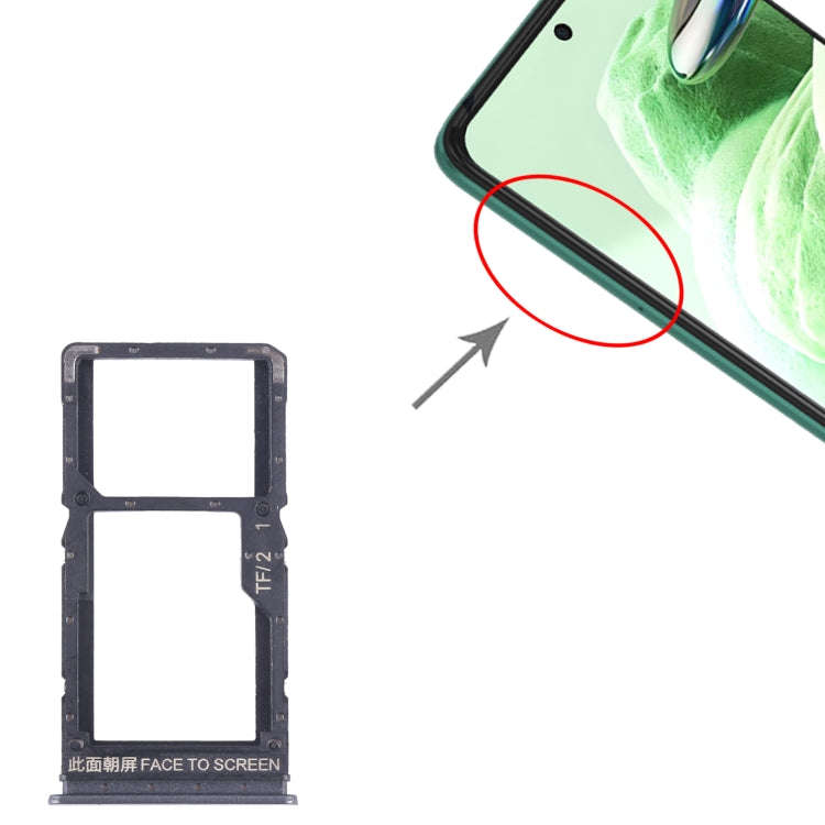 For Xiaomi Redmi Note 12 5G SIM Card Tray + SIM / Micro SD Card Tray (Black)