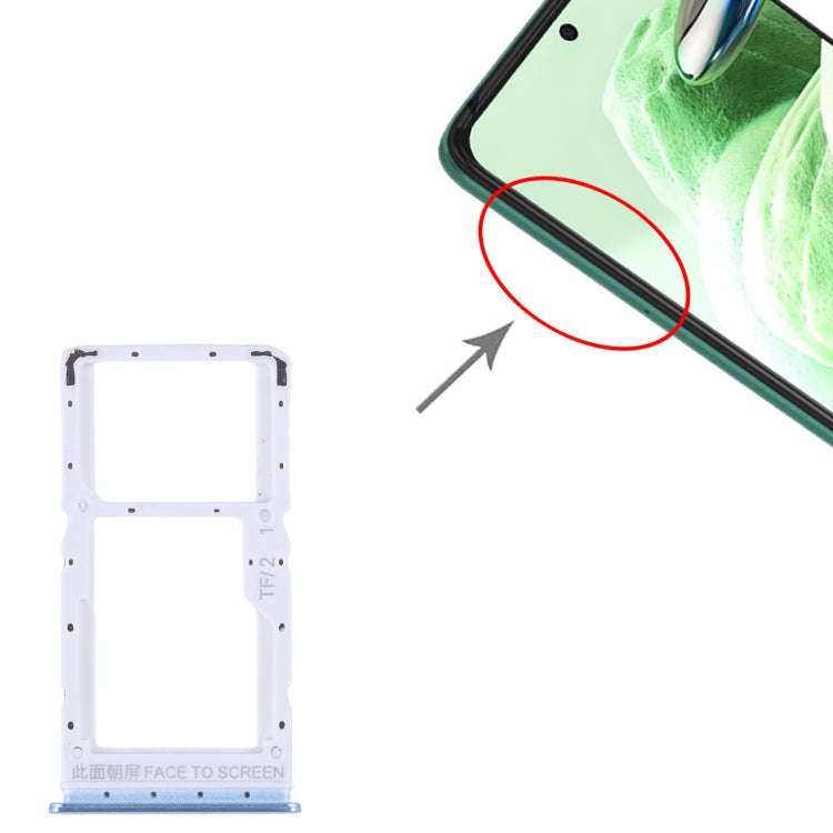 For Xiaomi Redmi Note 12 5G SIM Card Tray + SIM / Micro SD Card Tray (Blue)