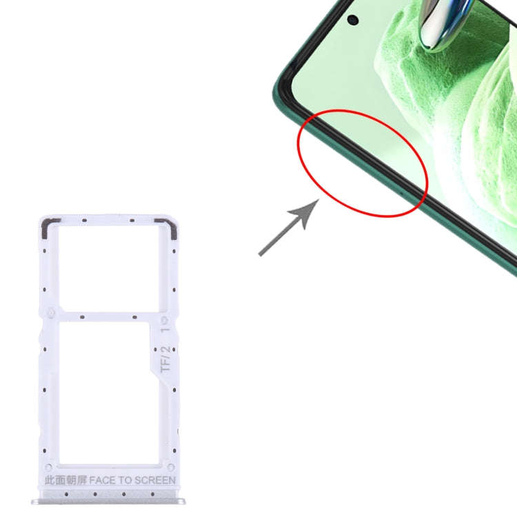 For Xiaomi Redmi Note 12 5G SIM Card Tray + SIM / Micro SD Card Tray (Silver)