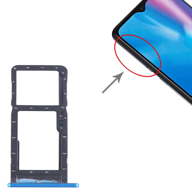 For Alcatel 1SE 2020 5030 SIM Card Tray + Micro SD Card Tray (Blue)
