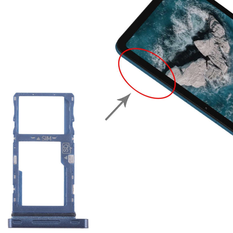 For Nokia T20 Original SIM Card Tray + Micro SD Card Tray (Blue)