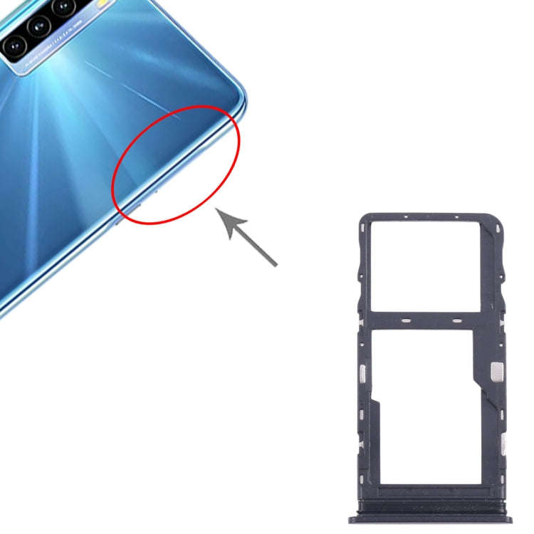 For TCL 20L / 20 Lite Original SIM Card Tray + Micro SD Card Tray (Black)