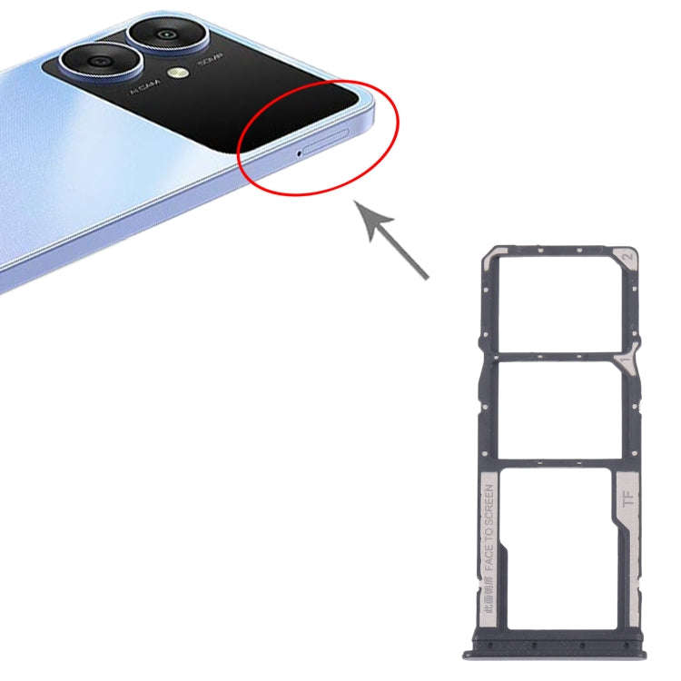 For Xiaomi Poco M6 Original SIM Card Tray + SIM Card Tray + Micro SD Card Tray (Black)