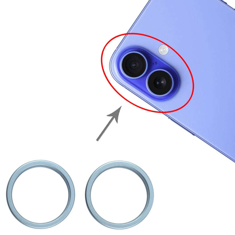 For iPhone 16 2pcs/set Rear Camera Glass Lens Metal Outside Protector Hoop Ring (Green)