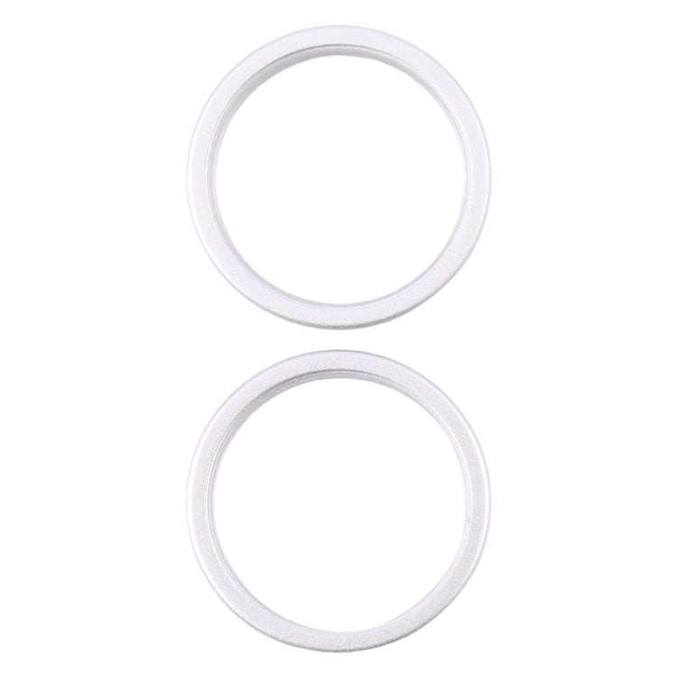 For iPhone 16 2pcs/set Rear Camera Glass Lens Metal Outside Protector Hoop Ring (Silver)