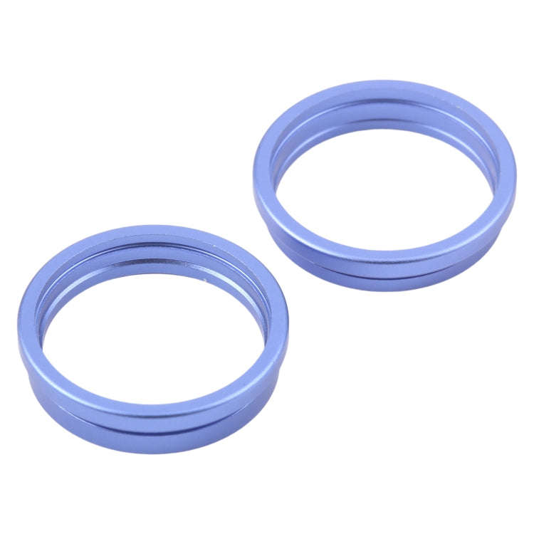 For iPhone 16 Plus 2pcs/set Rear Camera Glass Lens Metal Outside Protector Hoop Ring (Blue)