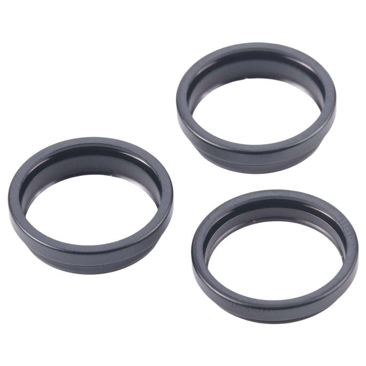 For iPhone 16 Pro 3pcs/set Rear Camera Glass Lens Metal Outside Protector Hoop Ring (Black)