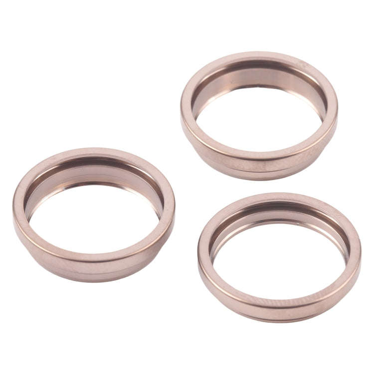 For iPhone 16 Pro 3pcs/set Rear Camera Glass Lens Metal Outside Protector Hoop Ring (Gold)
