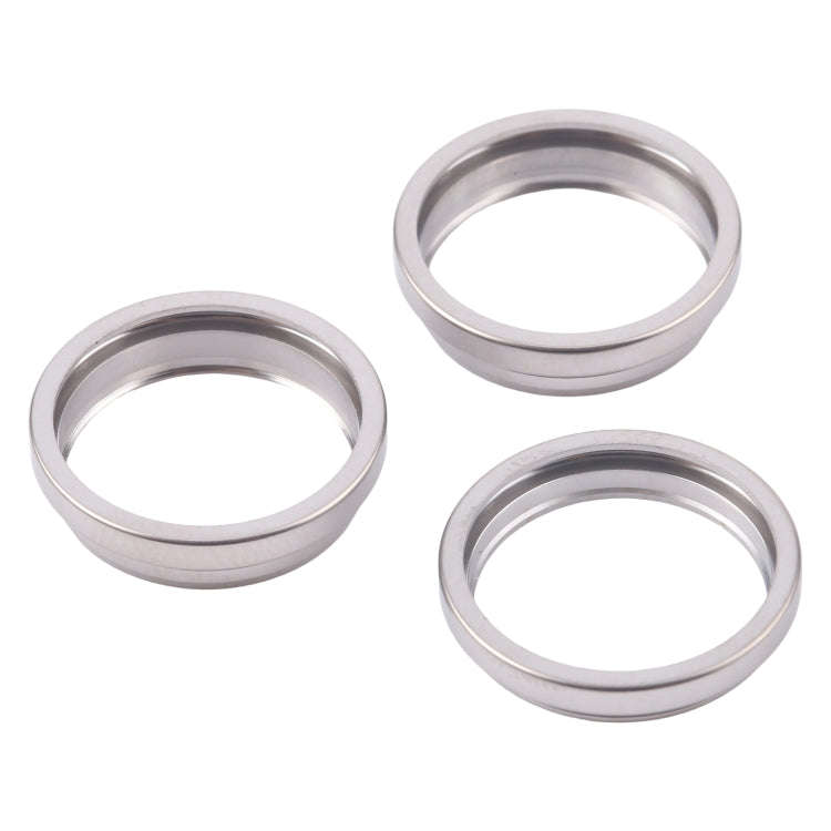For iPhone 16 Pro 3pcs/set Rear Camera Glass Lens Metal Outside Protector Hoop Ring (Titanium Color)