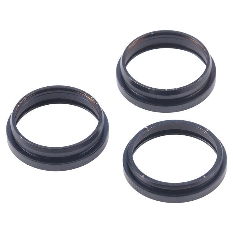 For iPhone 16 Pro Max 3pcs/set Rear Camera Glass Lens Metal Outside Protector Hoop Ring (Black)
