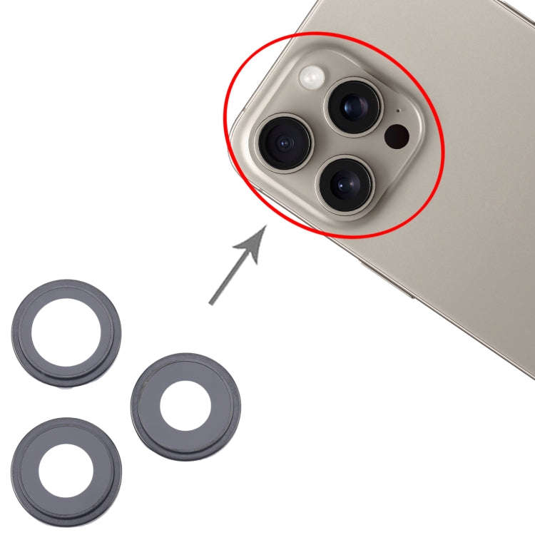 For iPhone 16 Pro Max 3pcs/Set Camera Lens Cover (Black)