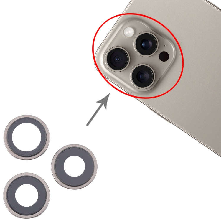 For iPhone 16 Pro Max 3pcs/Set Camera Lens Cover (Titanium Color)