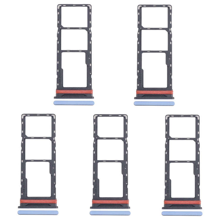 For Infinix Hot 40i X6528B 5pcs SIM Card Tray + SIM Card Tray + Micro SD Card Tray (Blue)