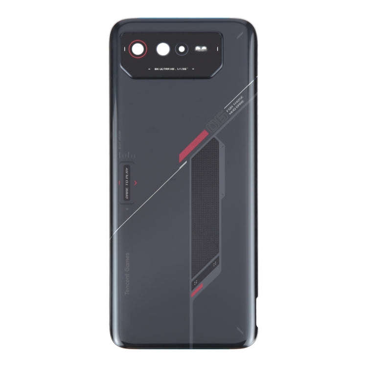 For Asus ROG Phone 6 AI2201-C AI2201-F Glass Battery Back Cover with NFC/Light Cable(Black Red)
