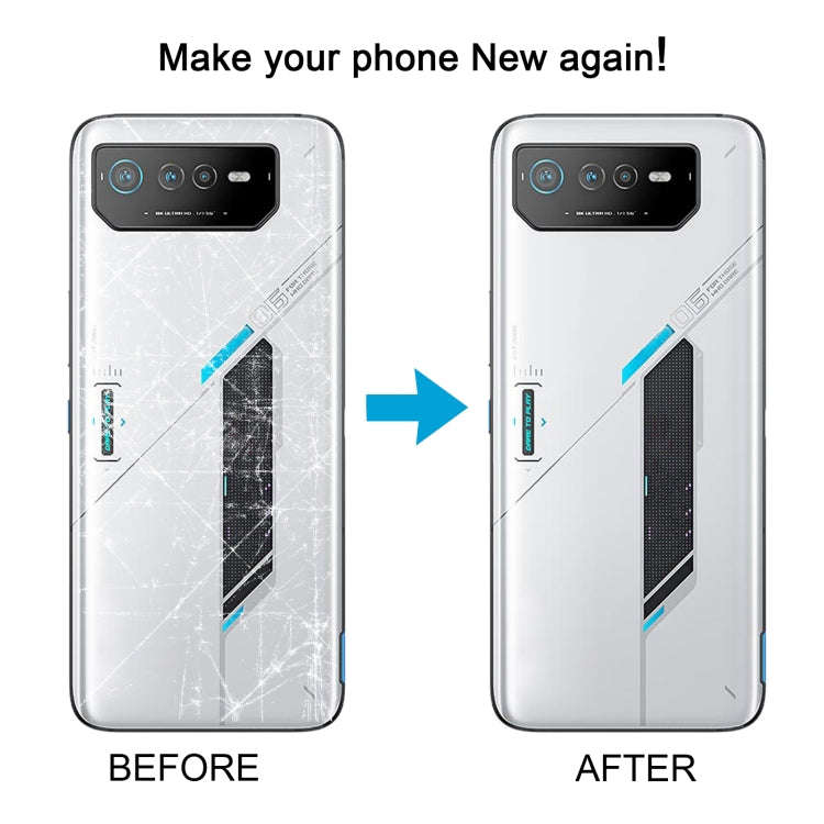 For Asus ROG Phone 6 AI2201-C AI2201-F Glass Battery Back Cover with NFC/Light Cable(Black Red)
