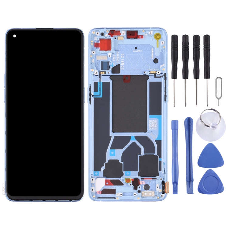 Original LCD Screen For OPPO Reno7 Pro 5G Digitizer Full Assembly with Frame (Blue)