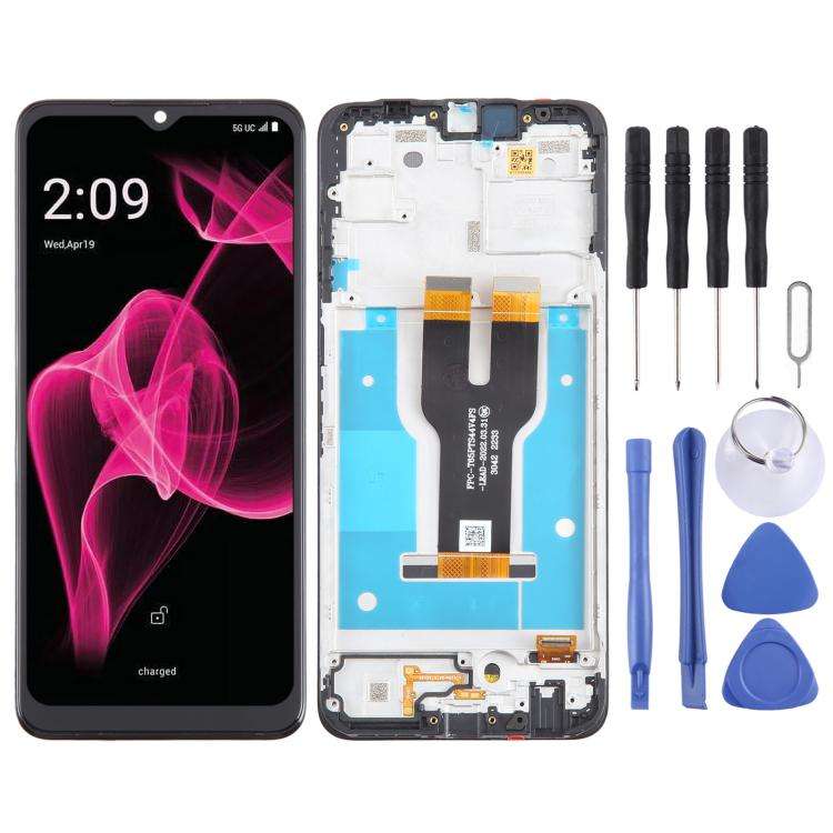 For T-Mobile REVVL 6X 5G LCD Screen Digitizer Full Assembly with Frame (Black)