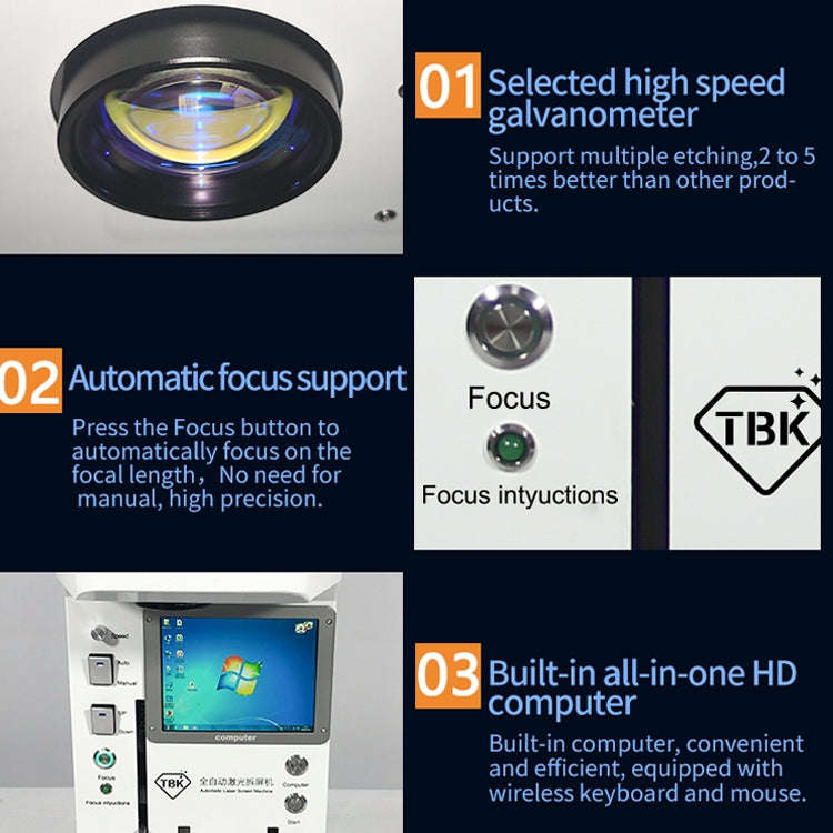 TBK-958A 220V Automatic Laser Cutting Machine Back Glass Remover Laser Separating Engraving Marki...