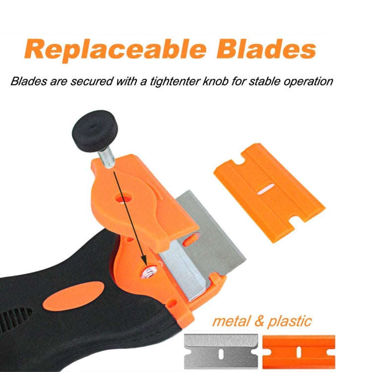 Double Headed Scraper Blade Glue Squeegee Remover Cleaner Tool (Blue)