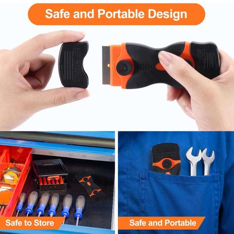 Double Headed Scraper Blade Glue Squeegee Remover Cleaner Tool (Blue)