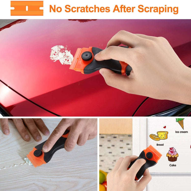 Double Headed Scraper Blade Glue Squeegee Remover Cleaner Tool (Blue)