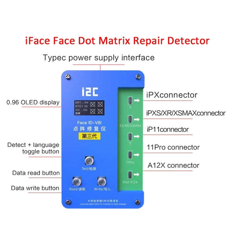 i2C IFace-V8i 3rd Face ID Dot Matrix Projection Repair Programmer With Flex Cable For iPhone X-12...