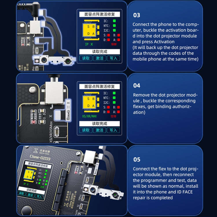 MEGA-IDEA Clone DZ03 Battery Activation & Face ID Dot Matrix Programmer for iPhone 8-14 Pro Max, ...