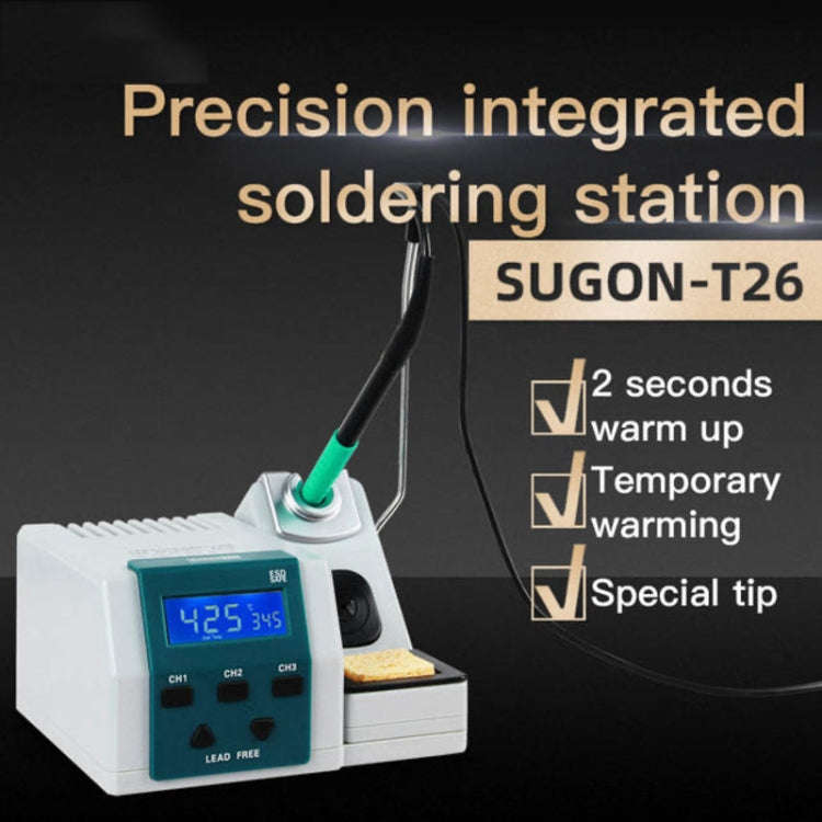 SUGON T26 Soldering Station Lead-free 2S Rapid Heating with C210-002 Soldering Iron Tip Kit, EU Plug