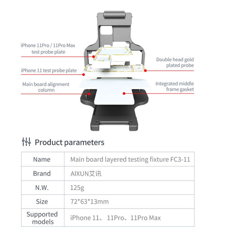 Aixun FC3-11 Mainboard Layered Testing Fixture for iPhone 11/11 Pro/11Pro Max