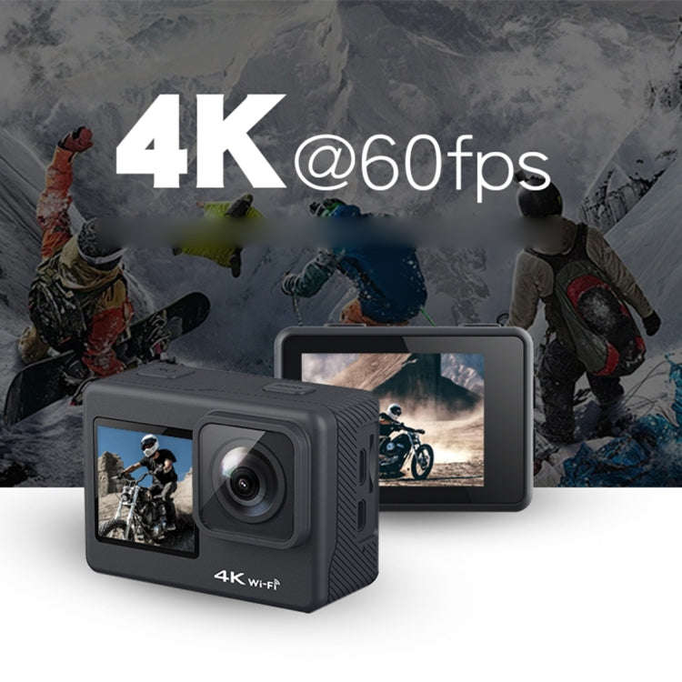 C1 Dual-Screen 2.0 inch + 1.3 inch Screen Anti-shake 4K WiFi Sport Action Camera Camcorder with W...