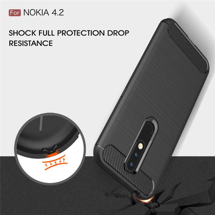 Brushed Texture Carbon Fiber TPU Case for Nokia 4.2(Black)