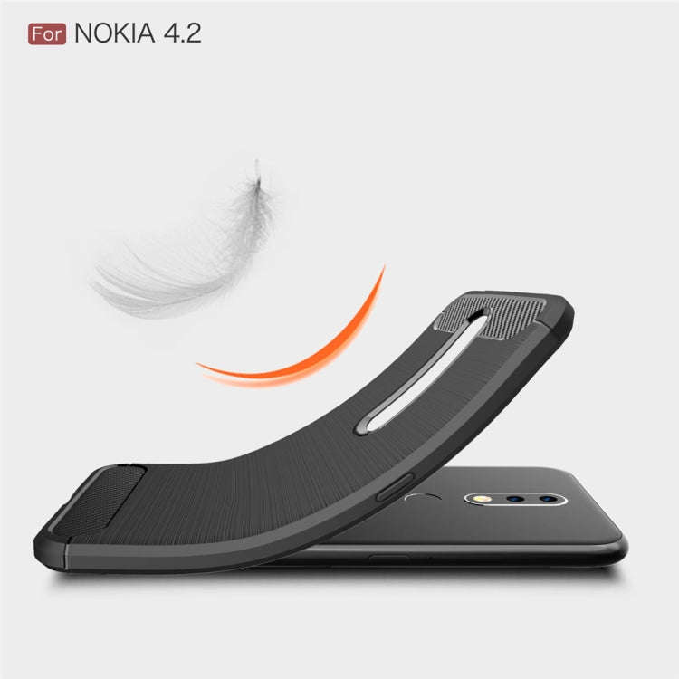 Brushed Texture Carbon Fiber TPU Case for Nokia 4.2(Black)