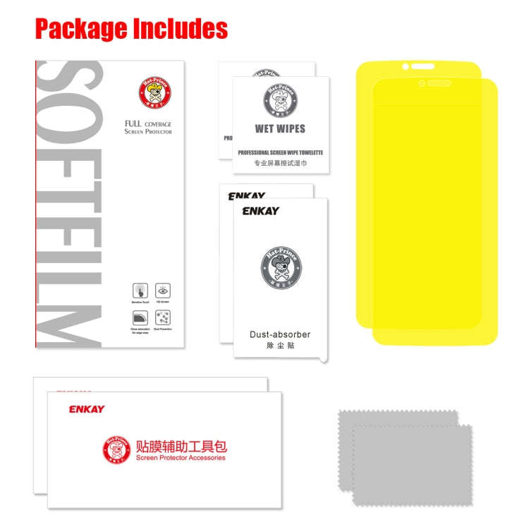 2 PCS ENKAY Hat-Prince 0.1mm 3D Full Screen Protector Explosion-proof Hydrogel Film For Motorola ...