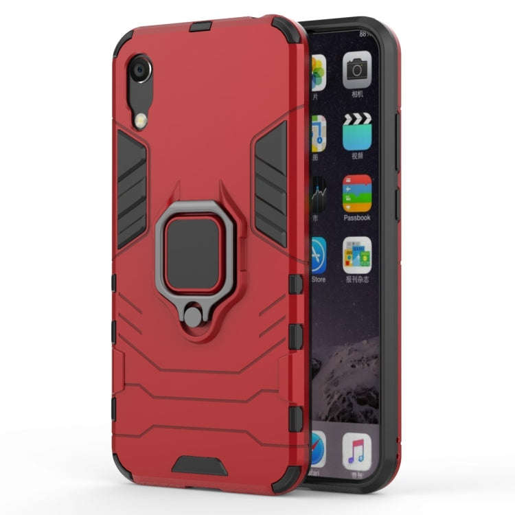 PC + TPU Shockproof Protective Case with Magnetic Ring Holder for Huawei Honor 8A / Y6 Pro 2019(Red)