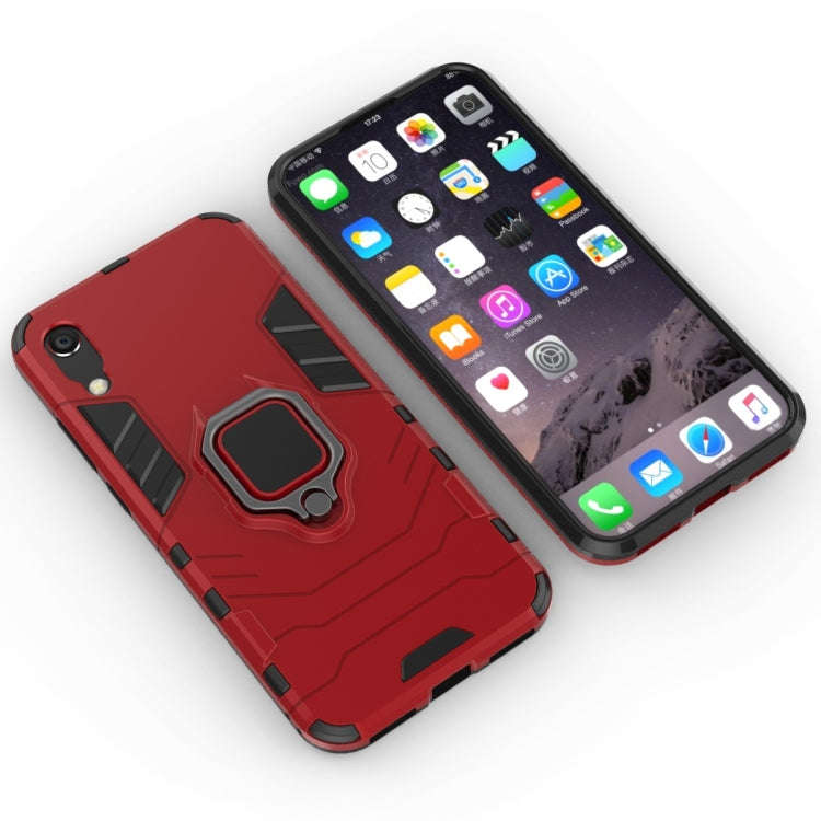 PC + TPU Shockproof Protective Case with Magnetic Ring Holder for Huawei Honor 8A / Y6 Pro 2019(Red)