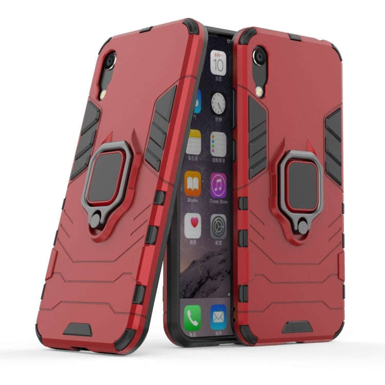 PC + TPU Shockproof Protective Case with Magnetic Ring Holder for Huawei Honor 8A / Y6 Pro 2019(Red)