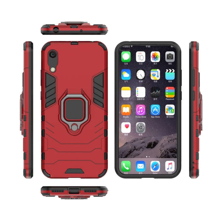 PC + TPU Shockproof Protective Case with Magnetic Ring Holder for Huawei Honor 8A / Y6 Pro 2019(Red)