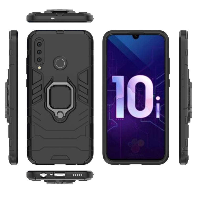 PC + TPU Shockproof Protective Case with Magnetic Ring Holder for Huawei Honor 10i(Black)