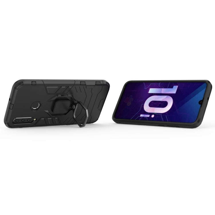 PC + TPU Shockproof Protective Case with Magnetic Ring Holder for Huawei Honor 10i(Black)